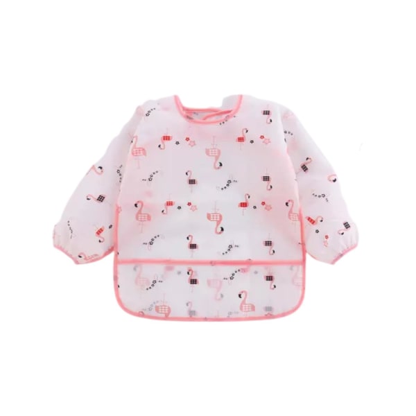 Forklæde sweater hagesmæk til børn lange ærmer vandtæt dinosaur flamingo Brown one size