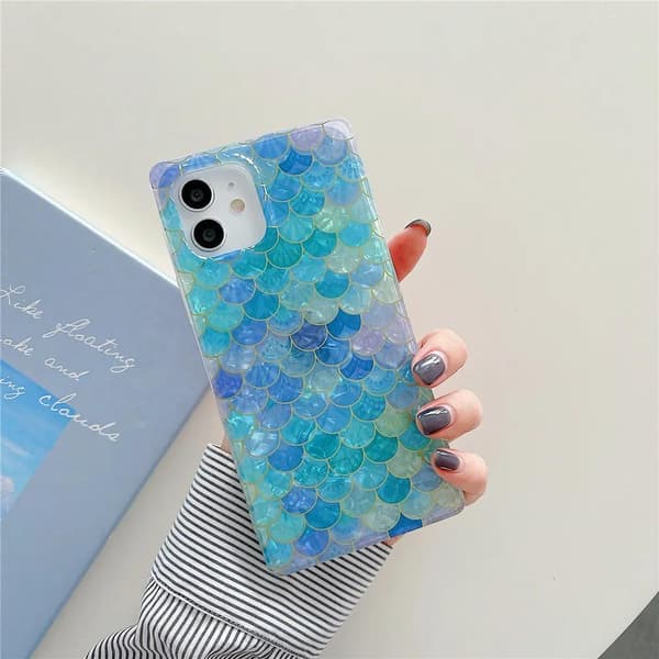 'Samsung Galaxy S23' Mermaid fish scale shell mother of pearl rectangular Blue one size