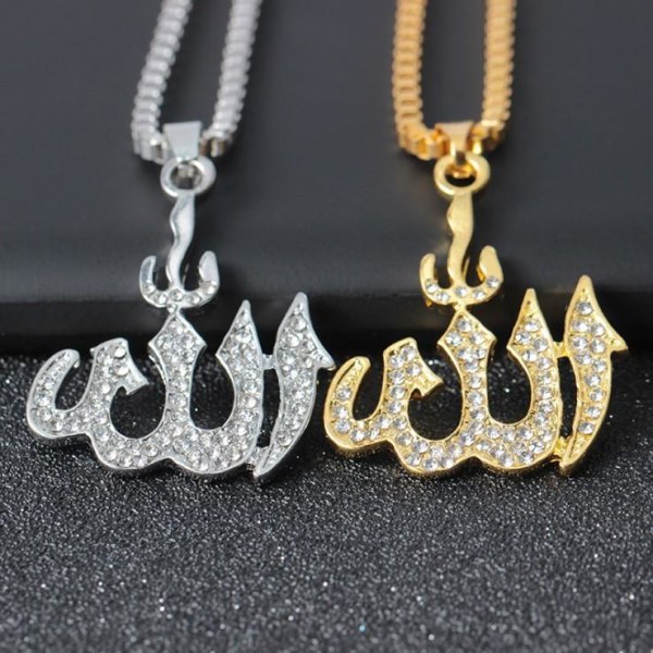 18 karaatin kullattu ketju Allah muslimit Gold one size