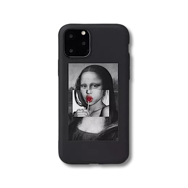 Deksel til alle iPhone 14-modeller med Mona Lisa sugende lollipo Black one size