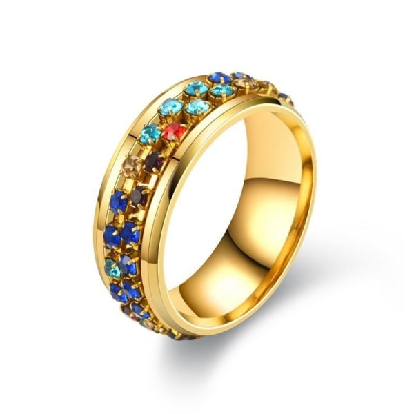 Tenniskedja ring exklusiva färger stenar speciellt för kvinnor Gold one size