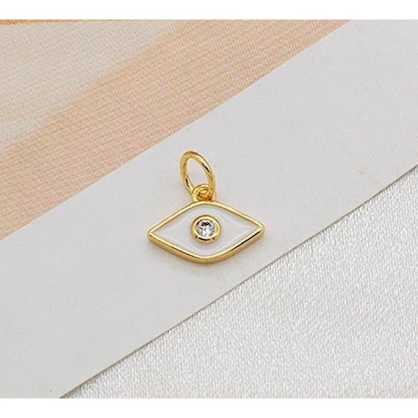 Evil eye nazar sort, rødt, hvidt øje med kæde 18k forgyldt White one size