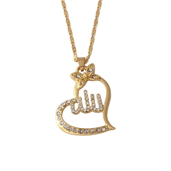 18k kullattu ketju Allah muslimi zirkonilla timantti sydämellä Gold one size