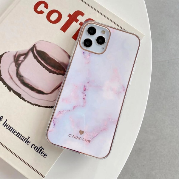 iPhone 12, 12 Pro & 12 Pro Max -kotelo, vaaleanpunainen marmori ruusukulta Pink one size