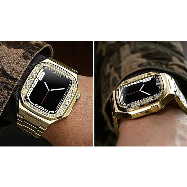 Noorzai S-Apple Watch Luxury Case Band Rhinestone Diamonds iWatch 7 kulta Gold