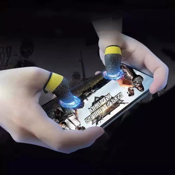 Finger Sleeves -Tumvantar för Mobil Gaming Silver fiber (2-pack) Gul one size