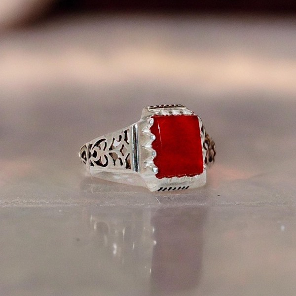 Sterling Sølv Ring Real Fire Opal Stone Persisk Heel Ring For Me Red one size