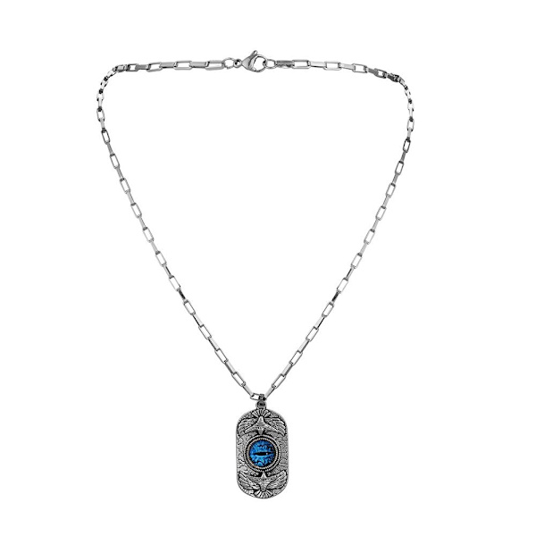 Viileä kaulakoru hopeansininen silmä demoni ruostumattomasta teräksestä kotkalintu Silver one size