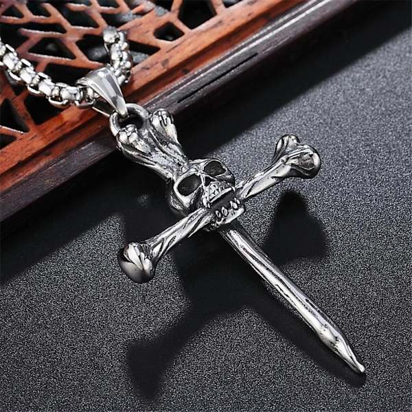 Kallon pureminen krusifiksi punk risti ruostumaton teräs gootti Silver one size