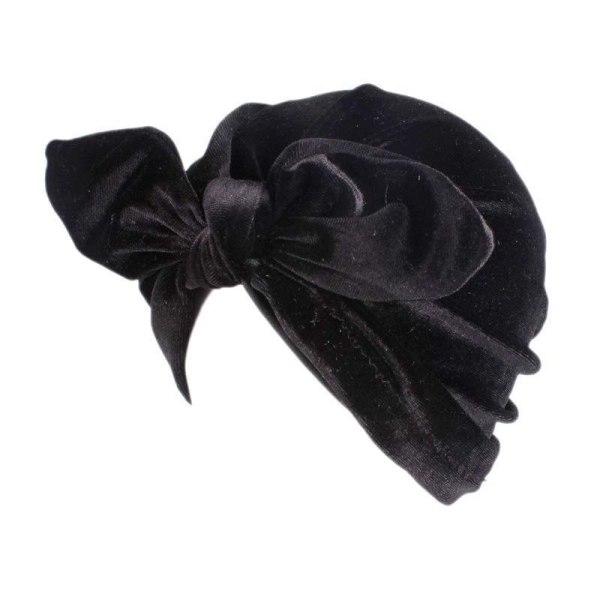 Lyxig turban i sammet med rosett knuten effekt flera färger Blue one size