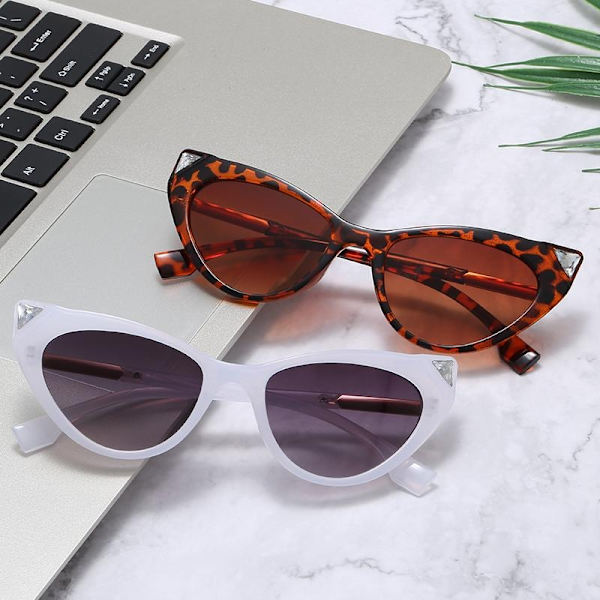 Spidse solbriller med diamant inspo 50s UV400 Kris Black one size