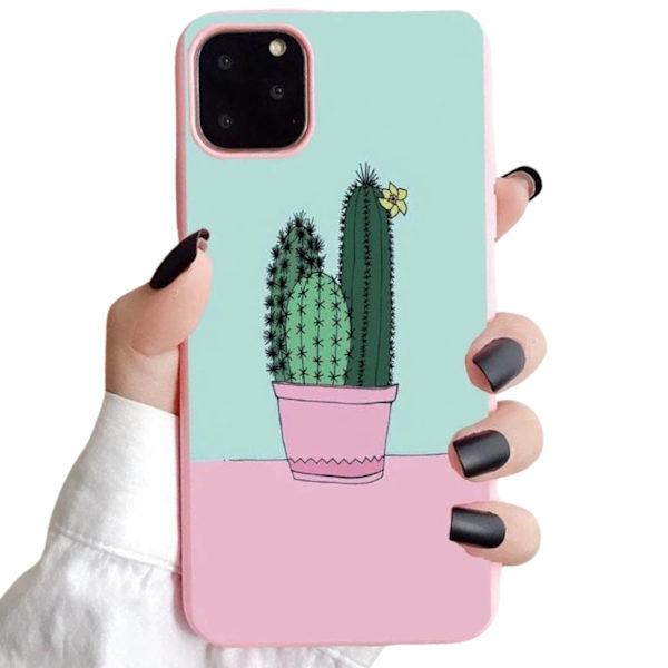 iPhone 12 & 12 Pro 3-PACK skal kaktus mona-lisa blommor grå one size