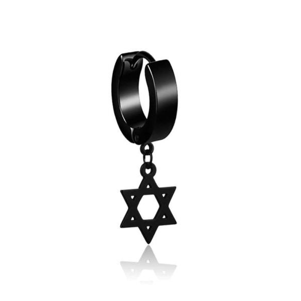 Ett örhänge med symboler hexagon kors för män guld silver svart Black one size