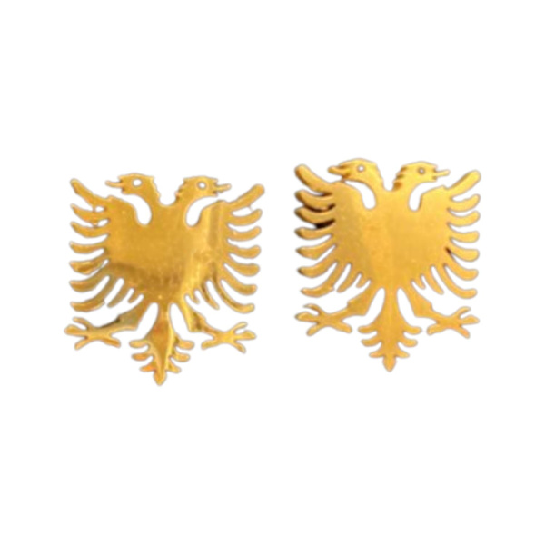 Korvakorut, joissa on shenja e flamurit Albanian kotka kullattu Gold one size
