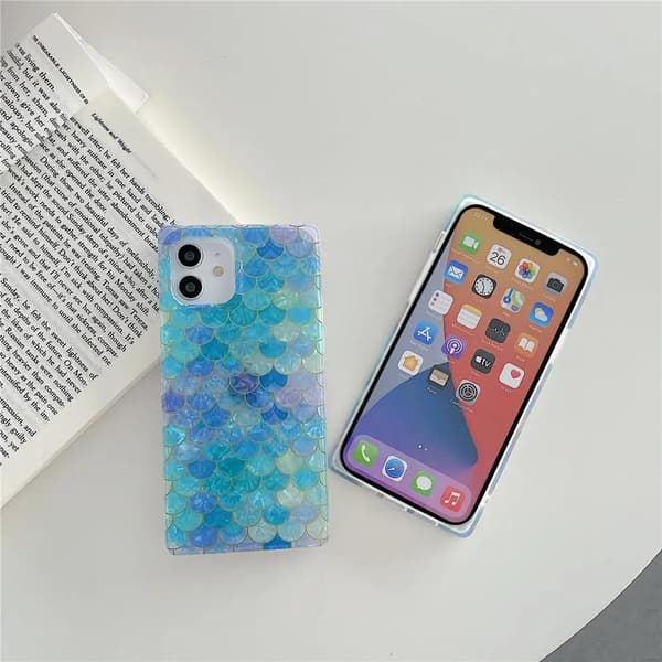 'Samsung Galaxy S23' Mermaid fish scale shell mother of pearl rectangular Blue one size