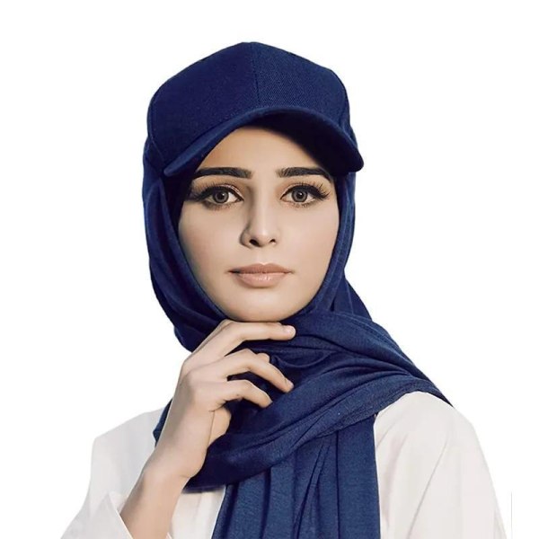 Solbeskyttelsesjersey hijab til kvinder-Alsidig muslimsk hovedbe Blue one size