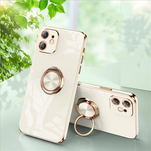 Luksuriøst stilfuldt etui ‘iPhone 13’ med ringstander funktion Guld White White