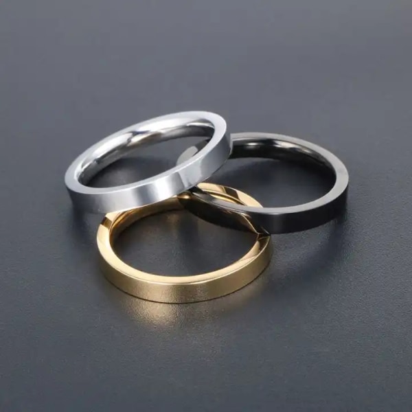 Mange størrelser rustfri stålring i guld, sølv og sort Silver one size