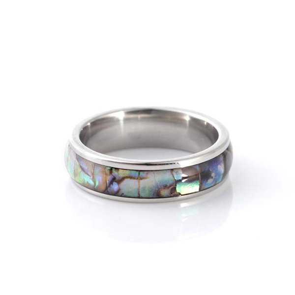Gold-plated ring with mother-of-pearl for men unique special design Silver US 8