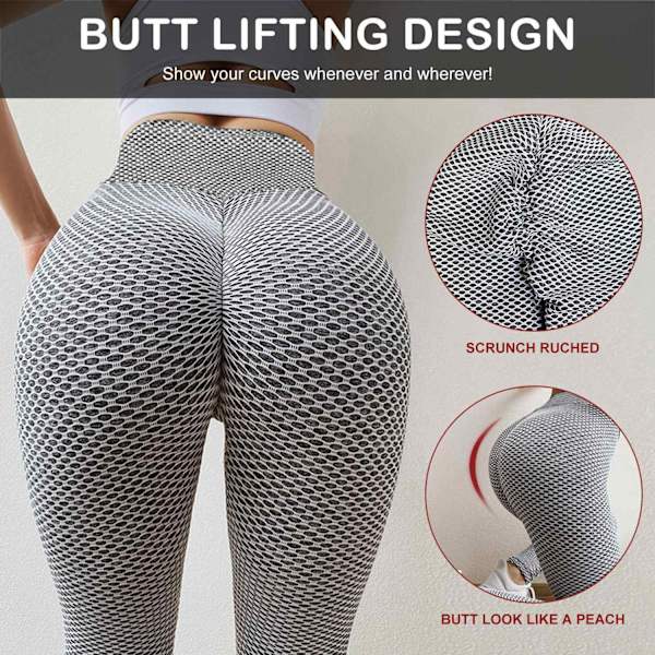 TikTok Leggings Dam Butt Lifting Workout Tights Plus Size Sport Yogabyxor med hög midja Grey L