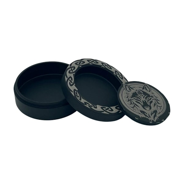 Sort snusboks i aluminium for all snus, med ulvemotiv Black