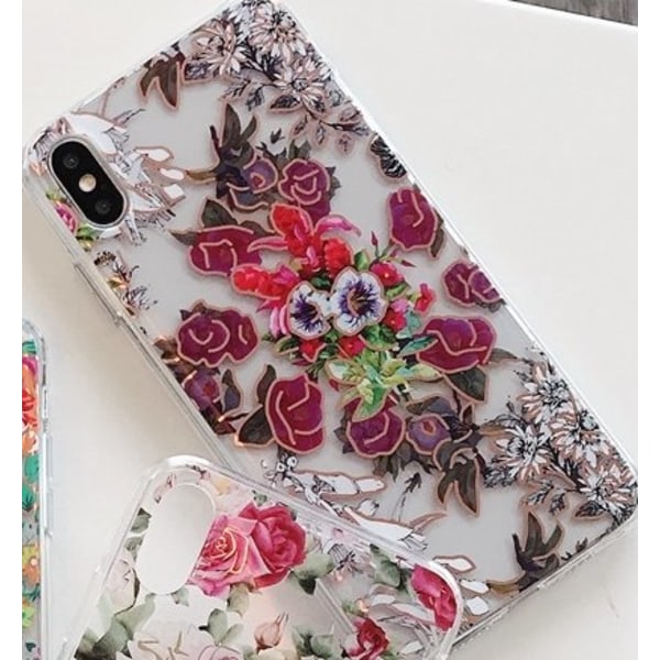 Mobildæksel til iPhoneX/XS i smukt mønster med blomster Pink one size