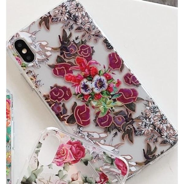 Mobilskal till iPhoneX/XS i vackert mönster med blommor Rosa one size
