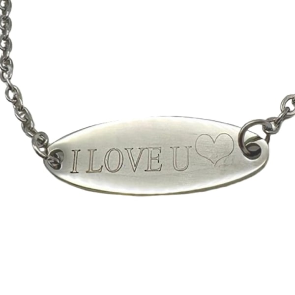 Armband i silver med text ''I love you' alla hjärtans dag presen Silver one size