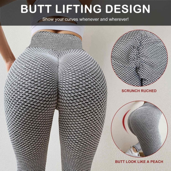 TikTok Leggings Dame Butt Lifting Workout Tights Plus Size Sport Grey XXL