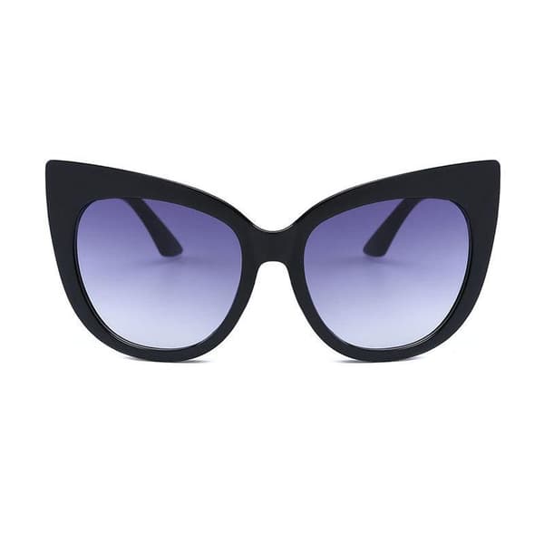 Store sorte cateye solbriller UV400 lilla glas Black one size