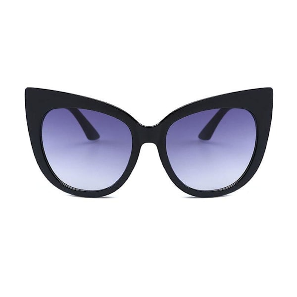 Suuret mustat cateye-aurinkolasit UV400 violetti lasi Black one size