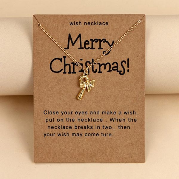 Julklapp med guldpläterat halsband jultomte julgran polkagris snö Gold one size