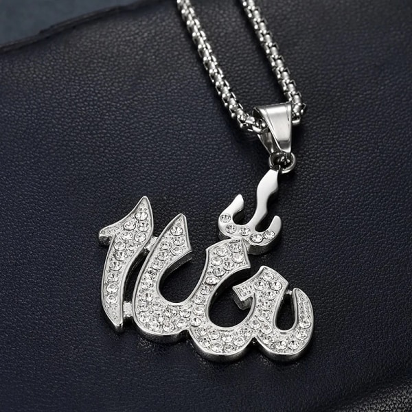 Elegant Halsband med Allah-pendant i Mellanösternsstil och Krist Silver one size