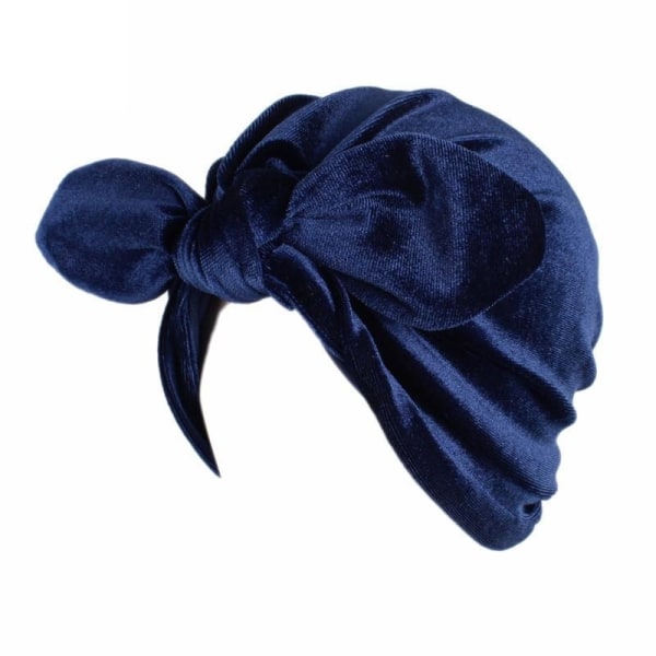 Luksuriøs turban i fløyel med sløyfeeffekt i flere farger Black one size