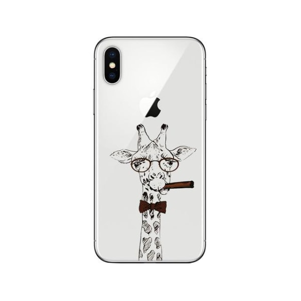 iPhone 12 Pro Max skal rolig giraff med fluga och cigarr Vit one size
