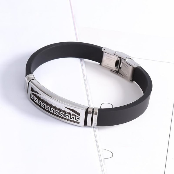 Lyxigt Handgjort Stål &amp; silikon armband för män special-logo Silver one size