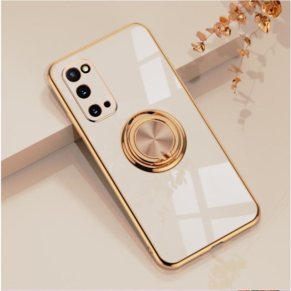 ‘Samsung Galaxy S20 Plus‘ Lyxigt Stilrent skal med ring ställ-funktion Guld Purple one size