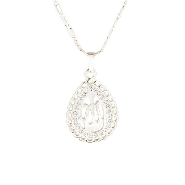 18 karaatin kullattu Allah-muslim-ketju zirkonivesipisaralla Silver one size