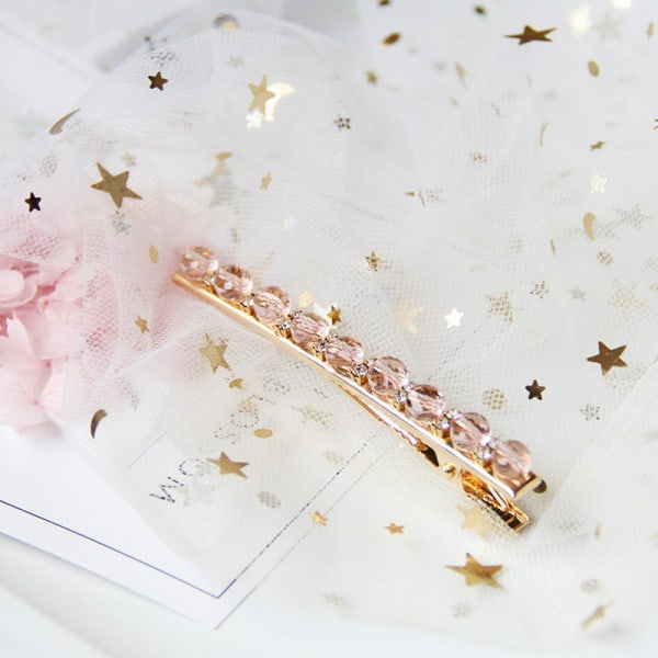 Hårnåle i krystal rhinestone bobby pin guld Pink one size