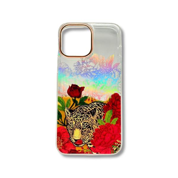 iPhone 12 13 pro max leopard sniger sig blandt røde blomster Red one size