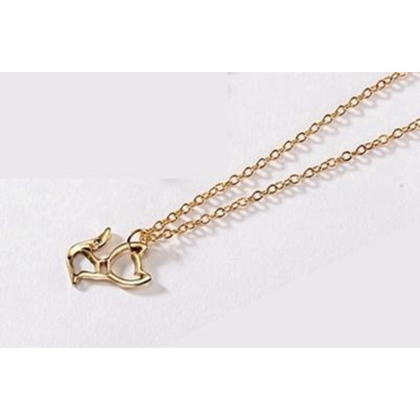 We are family  - halsband med en katt 18K guldpläterat gåva julklapp Guld one size
