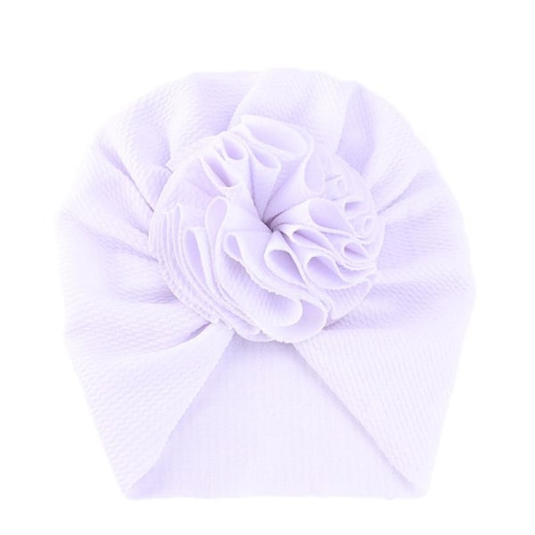 Sød turban med stor blomst flere farver stretchmateriale 0-4 år White one size
