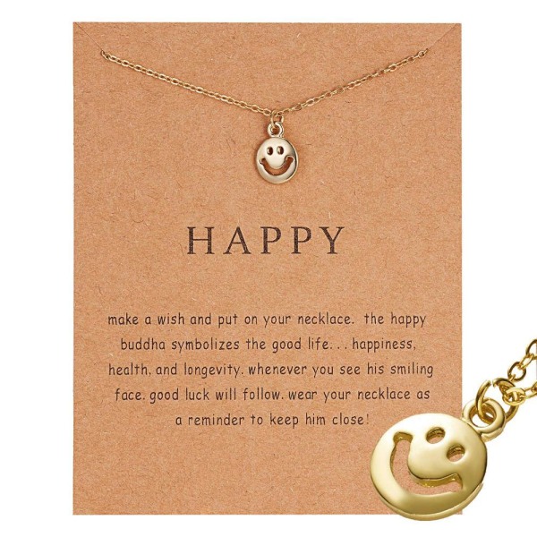 Happy  - halsband med glada Buddha 18K guldpläterat gåva valentines Guld one size