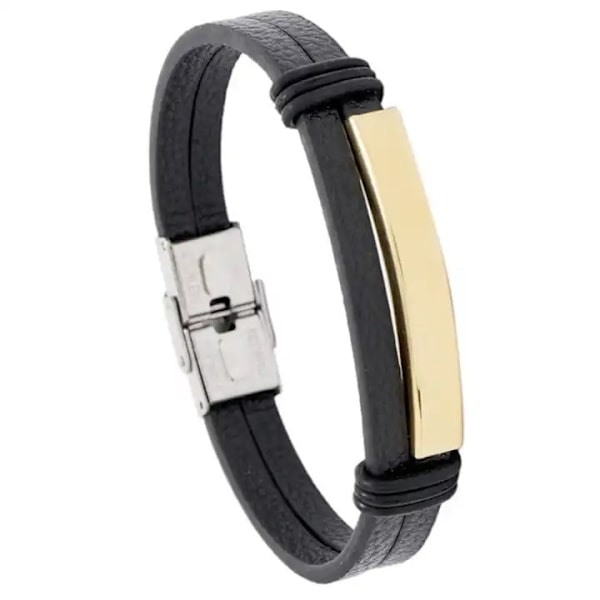 Armband i Rostfritt Stål med Magnetlås - Herrarmband i Multilager av Läderremmar 2023 Guld one size