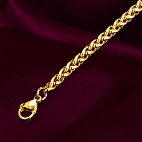 Guldfarvet armbånd + halskæde perfekt overkommelig gave rustfrit stål Gold one size