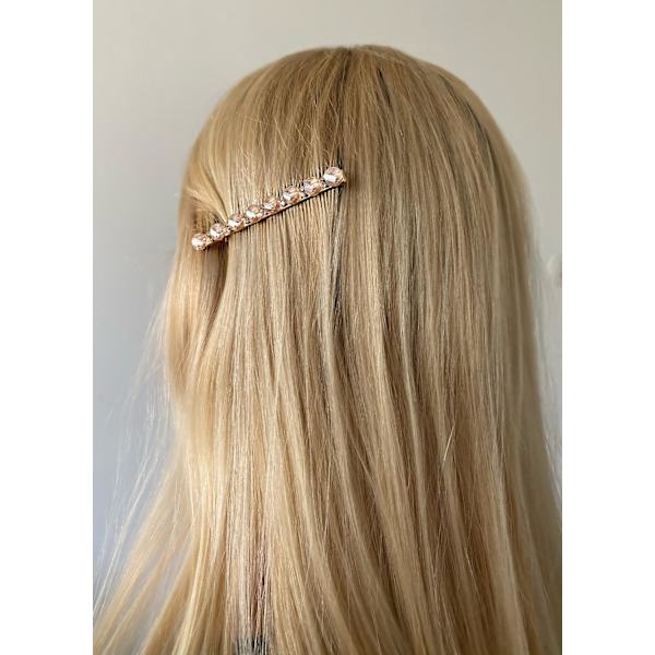 Hårnåle i krystal rhinestone bobby pin guld Pink one size