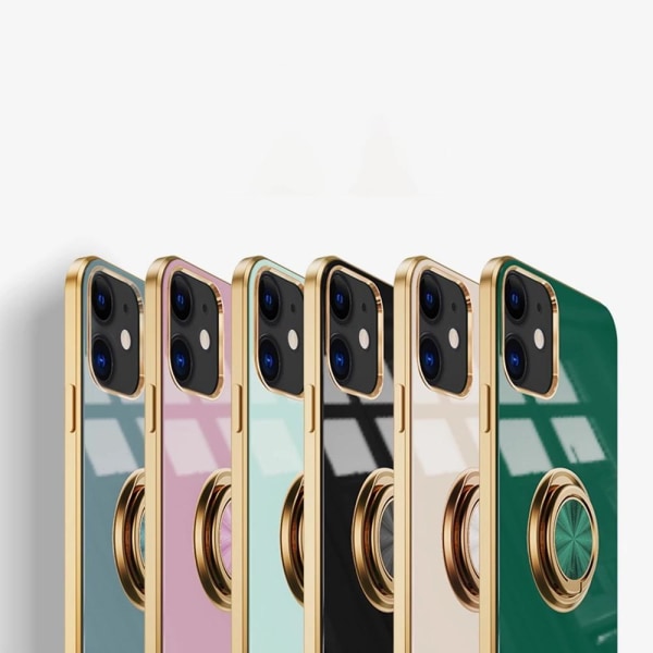 Luksuriøst stilfuldt etui iPhone 12 Pro Max med ringstativfunktion Guld LightBlue one size