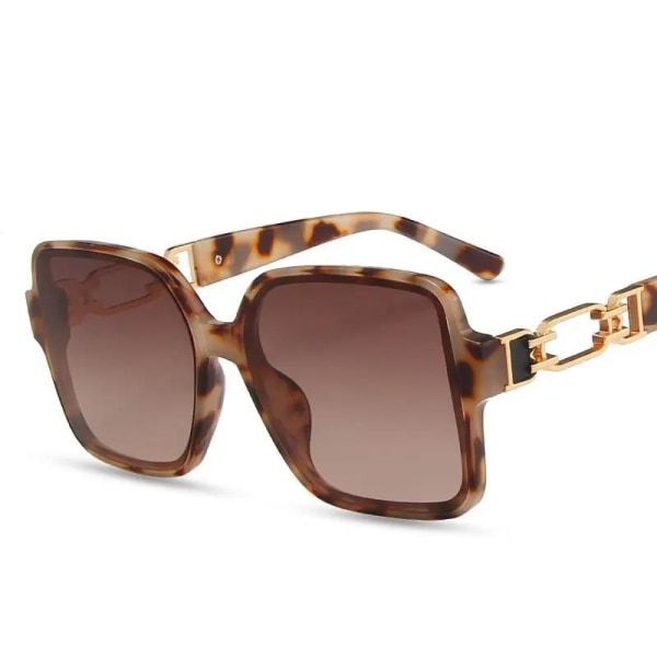 Store luksuriøse solbriller i elegant stil leopardtrykk gull Beige one size