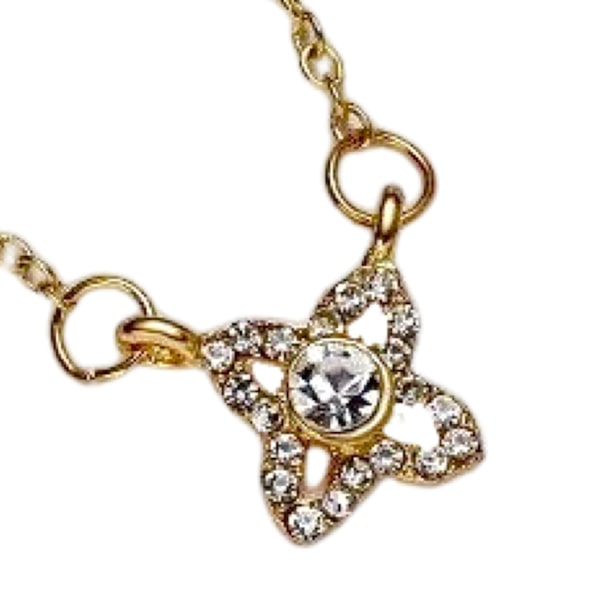 Guldpläterat Önske-halsband med blomma perfekt julklapp gåva present Guld one size