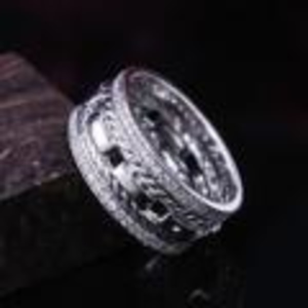 Punottu 925 hopeakullattu käsintehty sormus miehille Zirkonia Silver Silver US 9 Size (18,9 mm i diameter